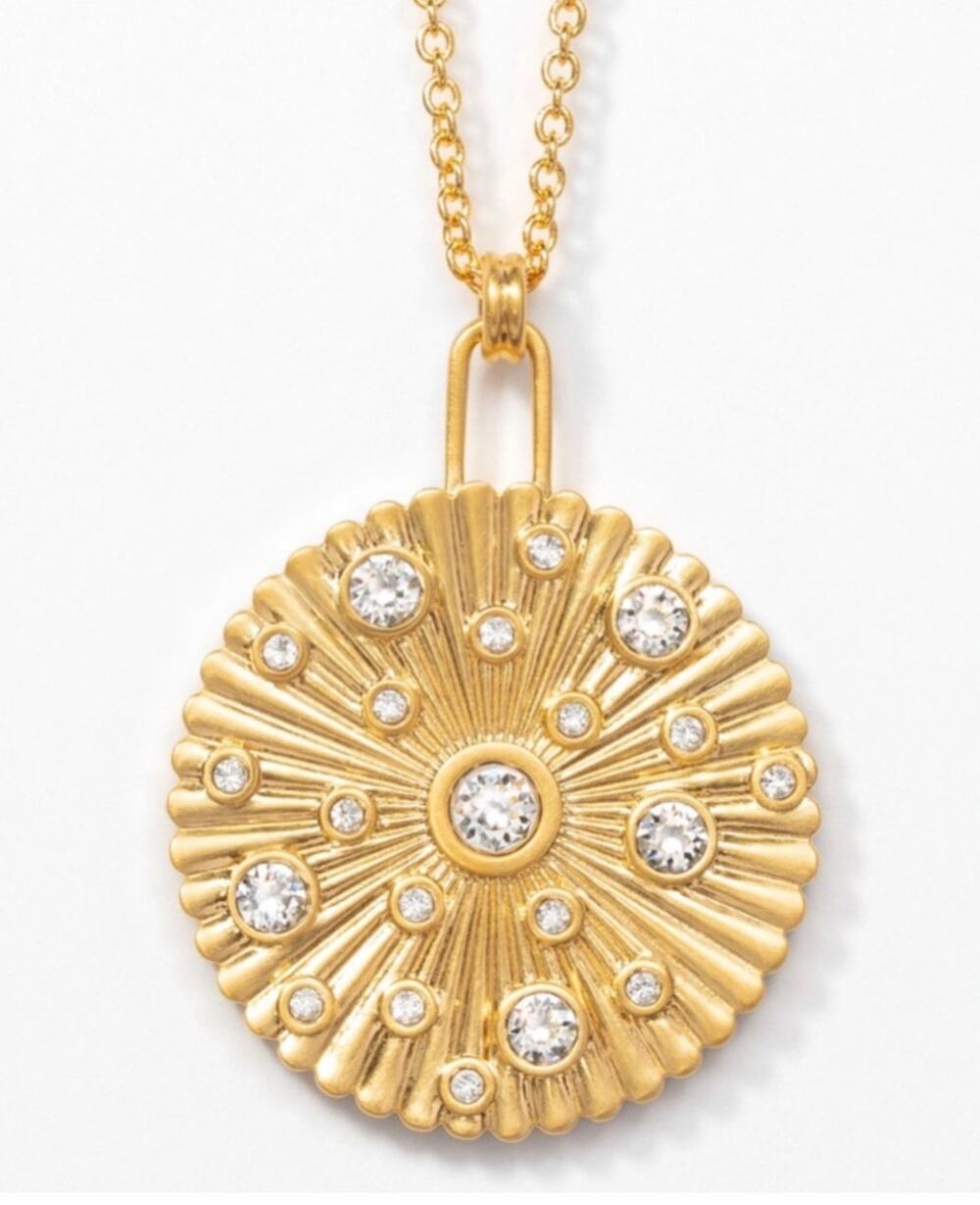 Touchstone Crystal by Swarovski Golden Coin Pendant 18kt Gold Ion Plating